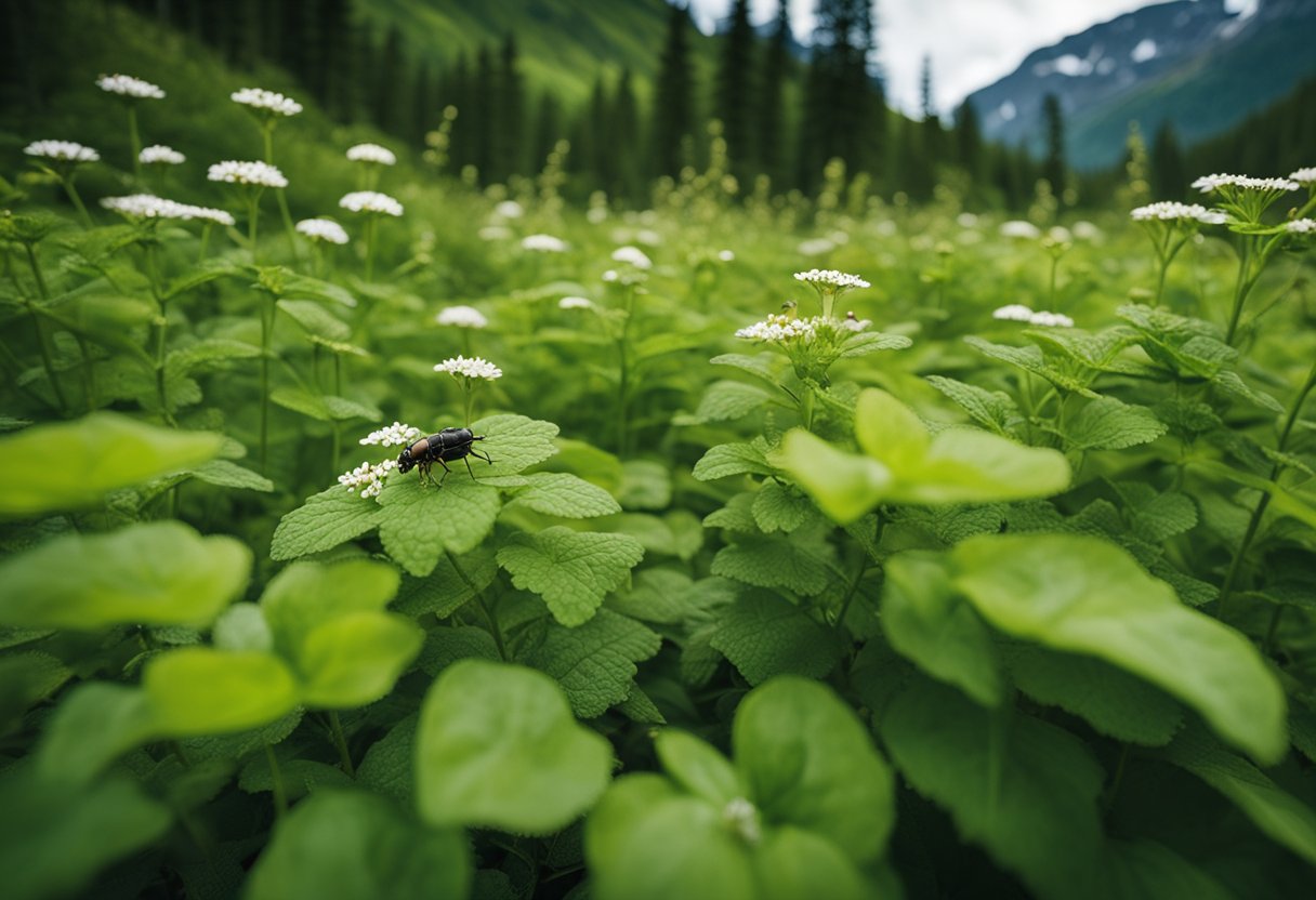 Et frodig norsk landskap med variert flora, og ulike insekter og skadedyr som trives på grunn av klimaendringenes innvirkning