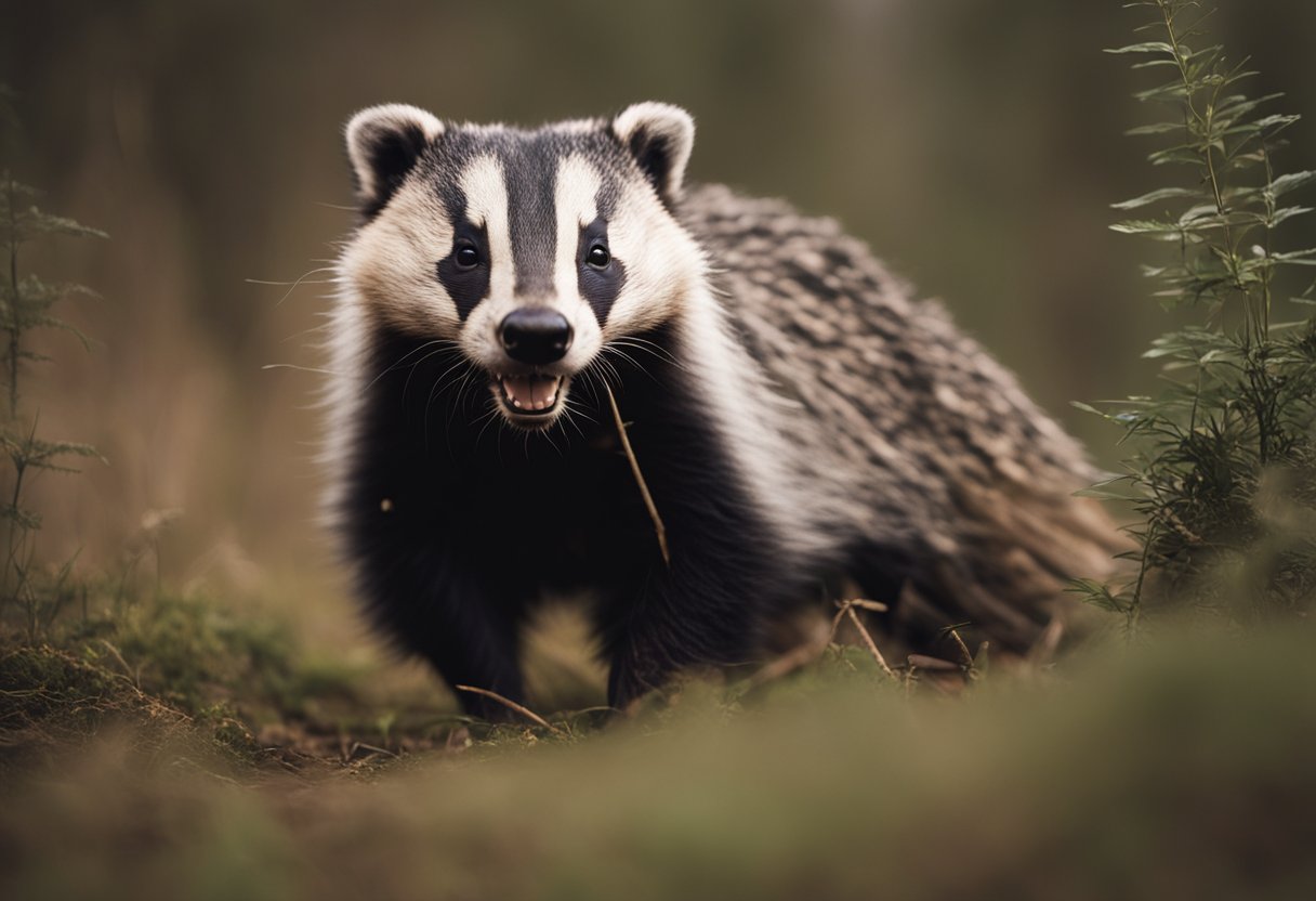 En levende felle som fanger en voldsom grevling i naturen